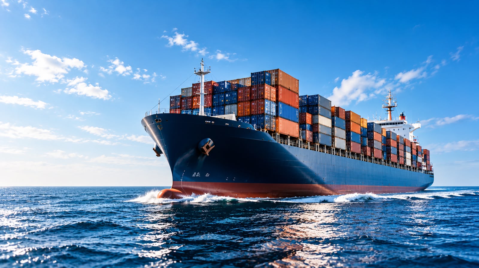 Cargo ship at sea
